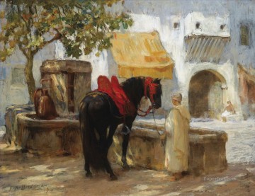 CHEVAL A LA FONTAINE Frederick Arthur Bridgman Arab Oil Paintings